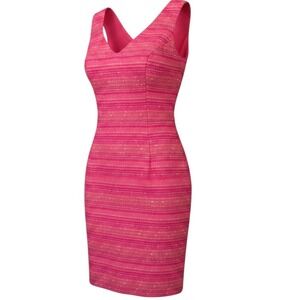 Lilly Pulitzer Size 2 Laidley Pink Tweed Sheath Dress Metallic Boucle Pink Gold